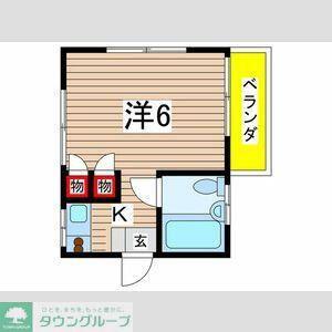 コーポ西国立(1K/1階)の間取り写真