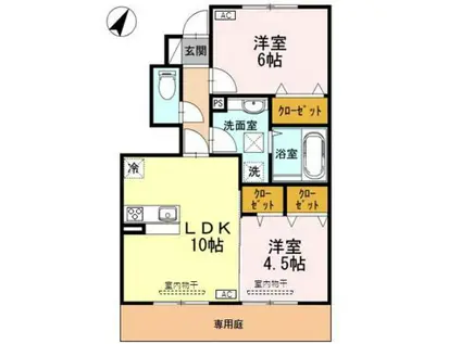 D-ROOM小矢部(2LDK/1階)の間取り写真