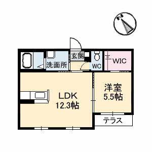 ジュネスメゾン B棟(1LDK/2階)の間取り写真