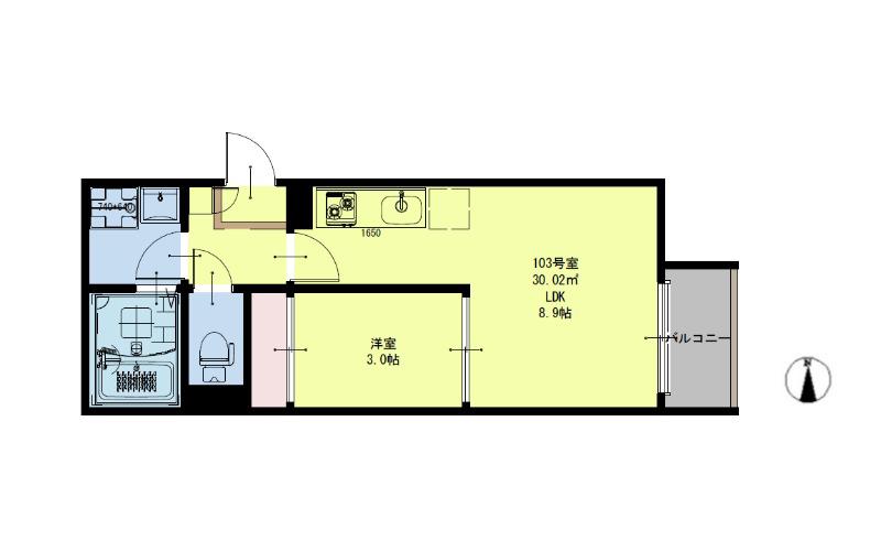 REGALEST保春院(1LDK/1階)の間取り写真