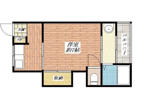 ヴィラナリー小川(1K/4階)の間取り写真