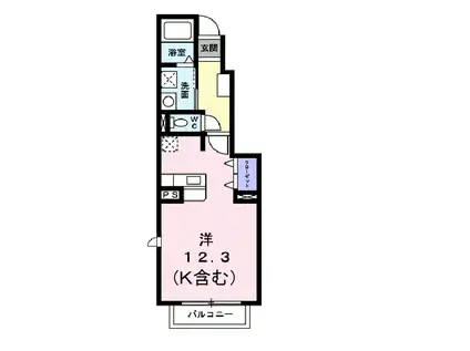 カトル・セゾンA(ワンルーム/1階)の間取り写真