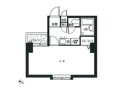 ダイナコート天神南II(1K/7階)の間取り写真