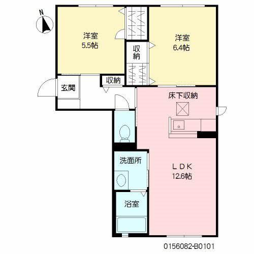 三洋タウン木屋瀬(2LDK/1階)の間取り写真