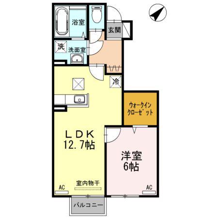 ＪＲ白新線 新発田駅 バス乗車時間：27分 最寄りバス停で下車 徒歩3分 2階建 築12年(1LDK/1階)の間取り写真