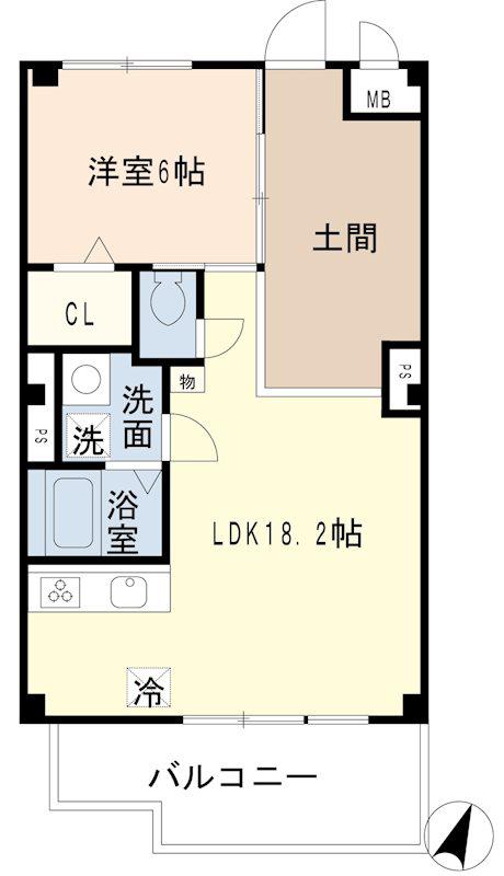 LEBEN GLEIS常盤(1LDK/1階)の間取り写真