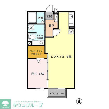 ボナールパークA(1LDK/2階)の間取り写真