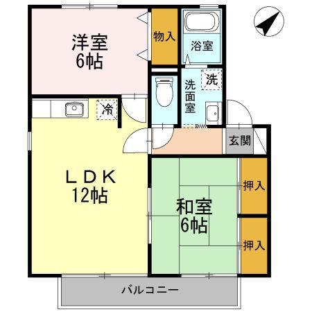 サンファミールあいA(2LDK/2階)の間取り写真