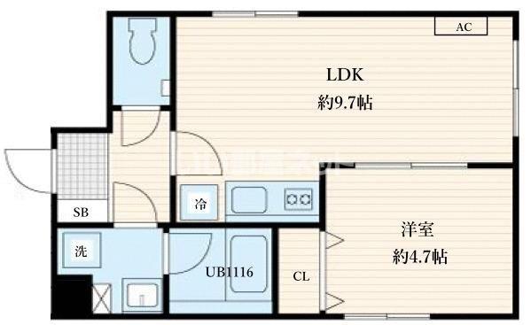 ALATO森下II(1LDK/2階)の間取り写真