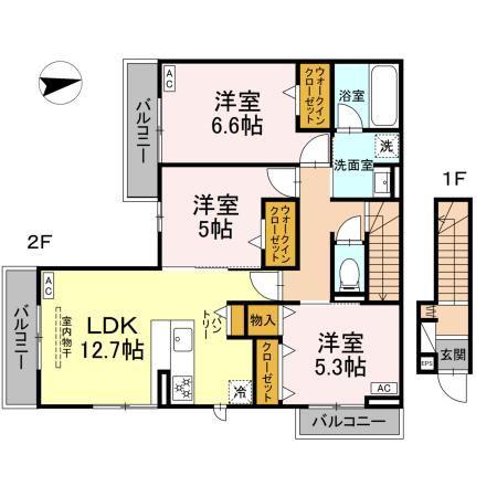 エスプレッシーヴォ(3LDK/2階)の間取り写真