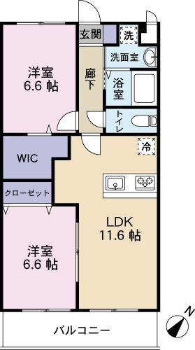 サザンハウスNANREI(2LDK/3階)の間取り写真