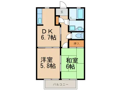 グリーンルーフのうがわ(2DK/2階)の間取り写真