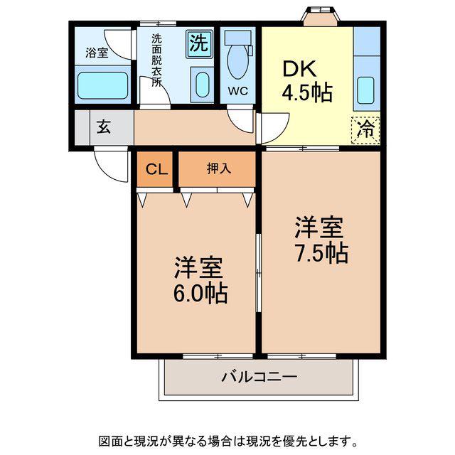 リバーストーンI(2DK/2階)の間取り写真