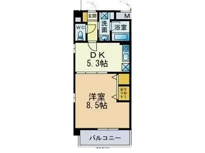 アドラブール干隈(1DK/2階)の間取り写真