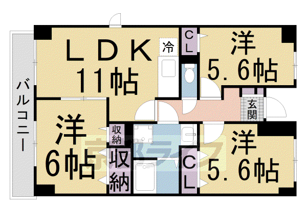 ボワ・シャトレー(3LDK/4階)の間取り写真