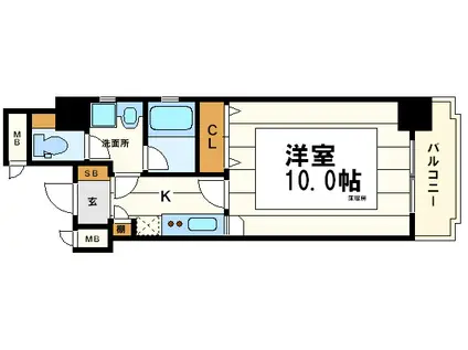 キャナルコート内久宝寺(1K/4階)の間取り写真