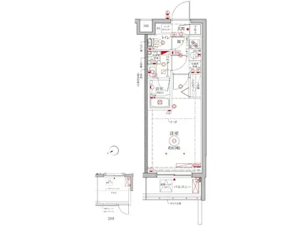 クレイシアアイディーゼット横浜大倉山(1K/3階)の間取り写真