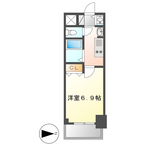プレサンスSAKAEリバースタイル(1K/12階)の間取り写真