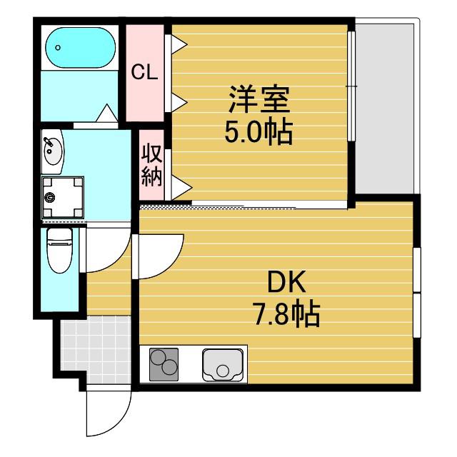 フジパレス下新庄I番館(1DK/1階)の間取り写真