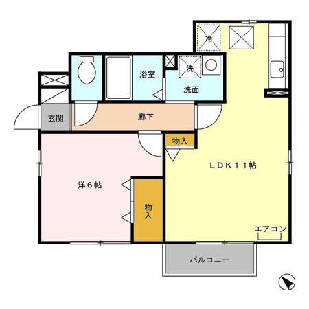 トップB(1LDK/1階)の間取り写真