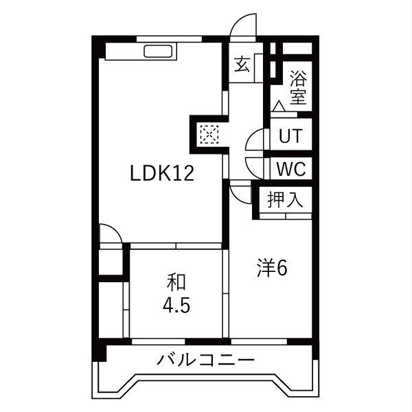 シャルム岐阜(2LDK/1階)の間取り写真