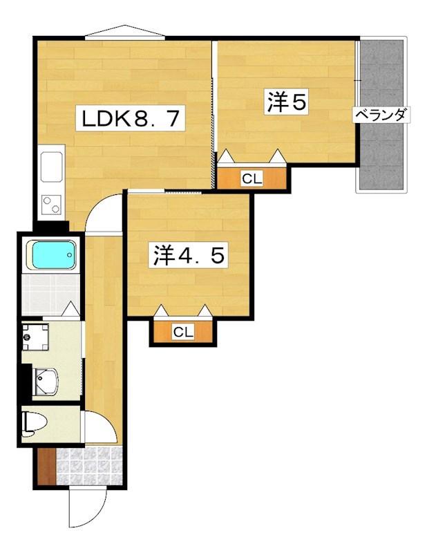 ピレーネ明和(2DK/1階)の間取り写真
