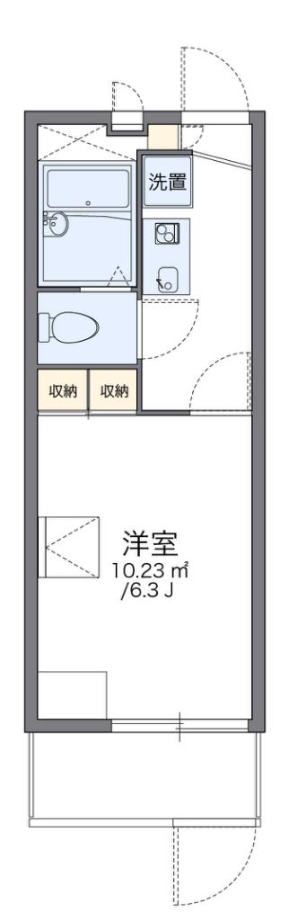 レオパレスかもじや(1K/1階)の間取り写真