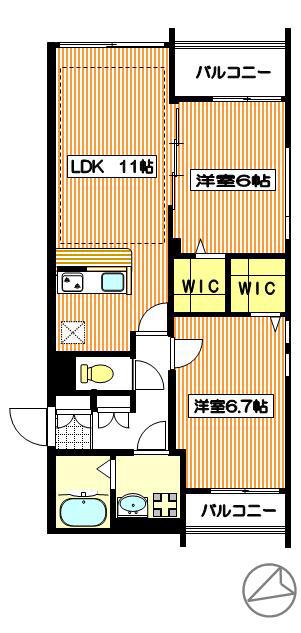 ラレースガーデン(2LDK/1階)の間取り写真