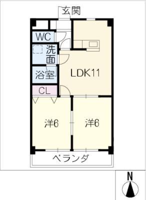 ライトパレス(2LDK/1階)の間取り写真