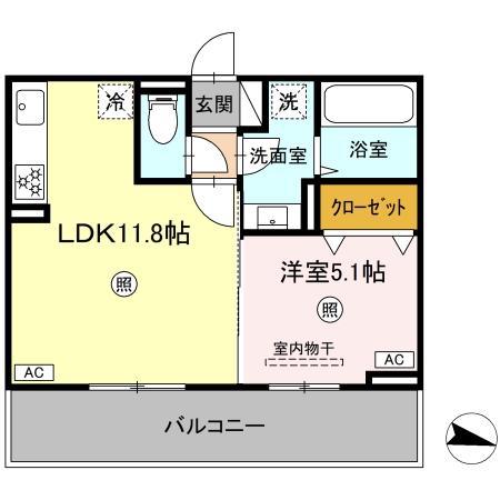 MAISON BONHEUR(1LDK/3階)の間取り写真
