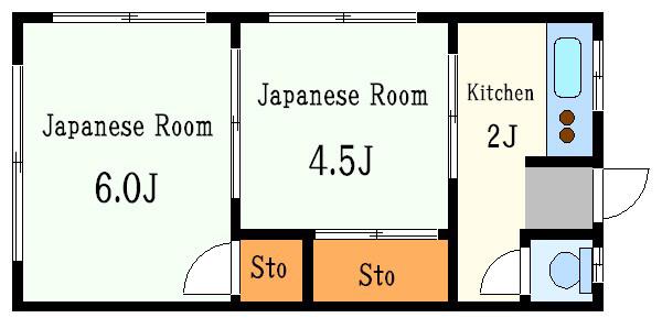 幸泉荘(2K/2階)の間取り写真