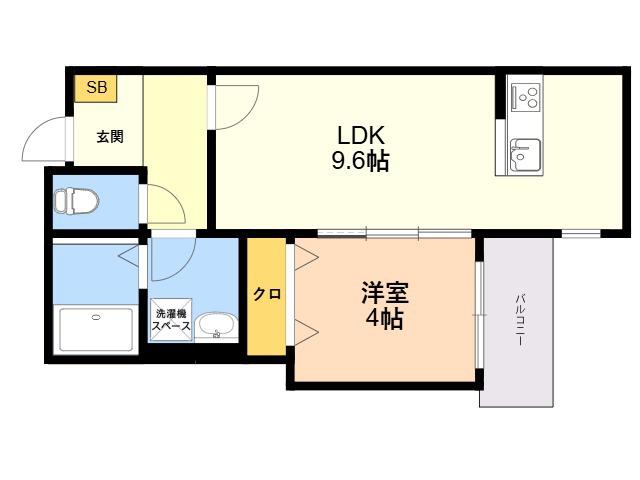 クリーク下山門Ⅱ(1LDK/1階)の間取り写真