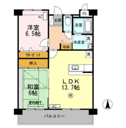 ルネスリヴェール(2LDK/2階)の間取り写真