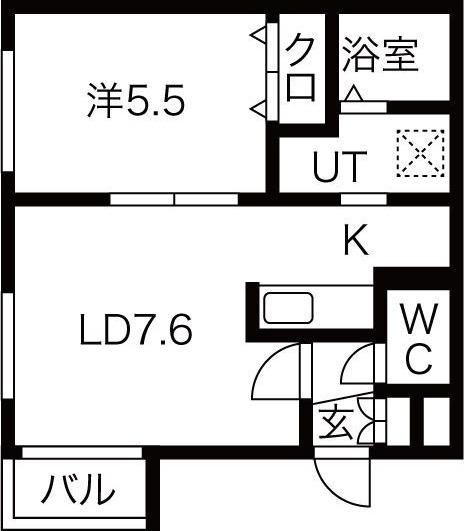 MTガーデン発寒南II(1LDK/2階)の間取り写真
