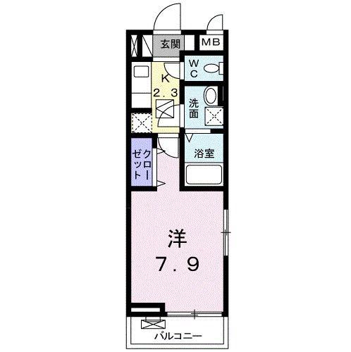 グリーンコート D(1K/1階)の間取り写真