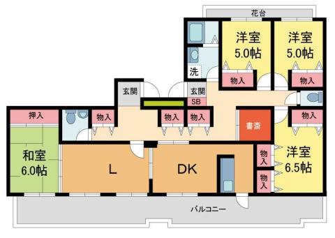 グリーンビュー2号館(4LDK/1階)の間取り写真