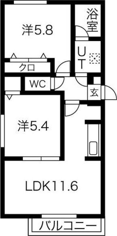 オルセー北17条(2LDK/2階)の間取り写真