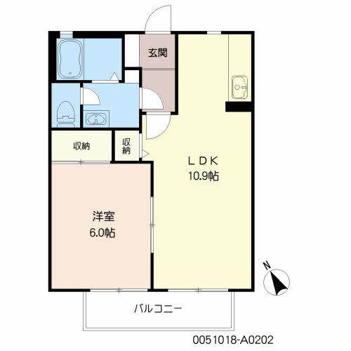バリュージュ恒久 壱番館(1LDK/2階)の間取り写真