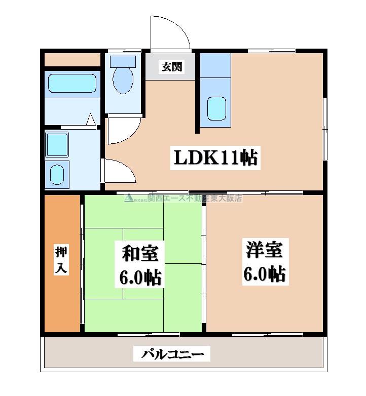 メゾン寿(2LDK/2階)の間取り写真