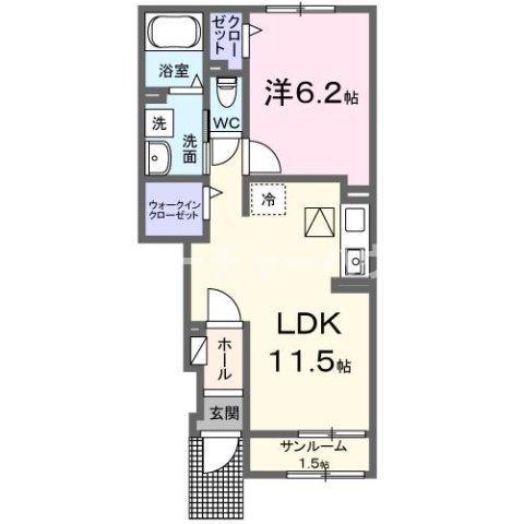 ノワール(1LDK/1階)の間取り写真