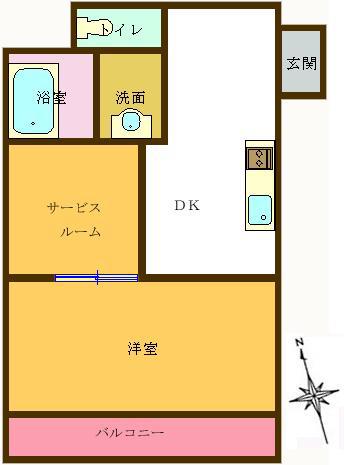 サンライズマンション(1DK/5階)の間取り写真