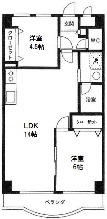 ハートスクエア(2LDK/7階)の間取り写真