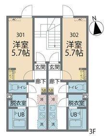 カインドネス八王子上野(1K/3階)の間取り写真