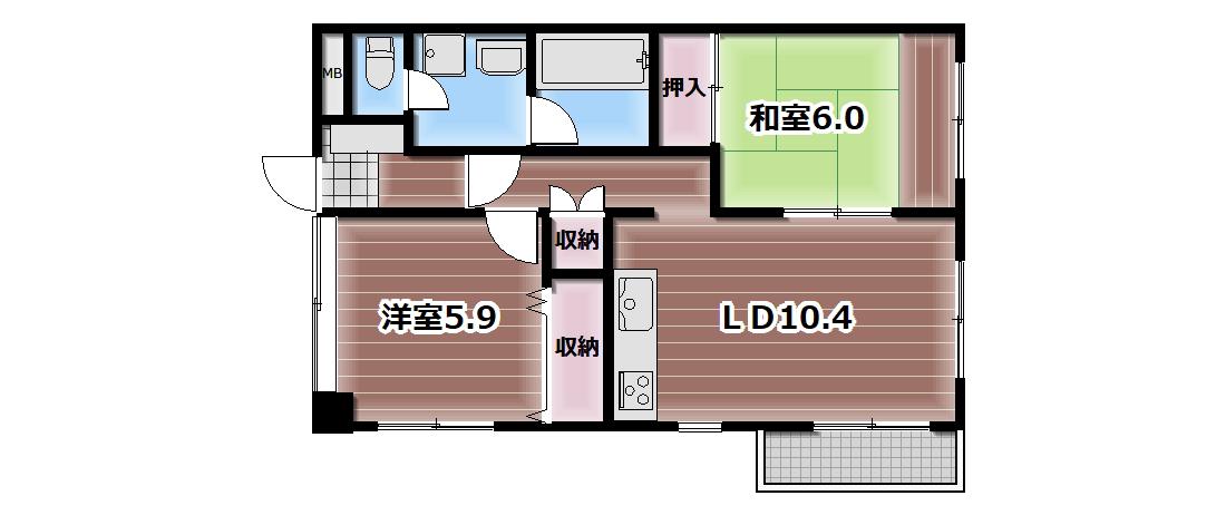 メゾンドール藤(2LDK/2階)の間取り写真