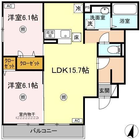 エミネント・グラン(2LDK/1階)の間取り写真