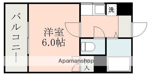 鹿児島市電谷山線 荒田八幡駅 徒歩4分 5階建 築32年(1K/2階)の間取り写真