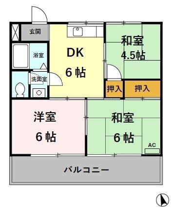 晴新コーポラス(3DK/3階)の間取り写真
