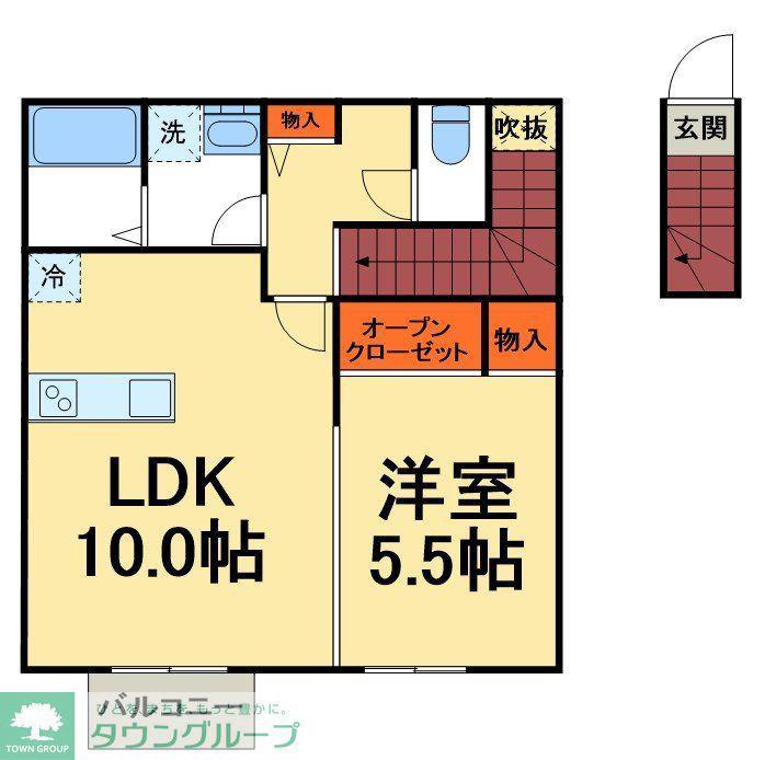 セナリオフォルム柏たなかII(1LDK/2階)の間取り写真