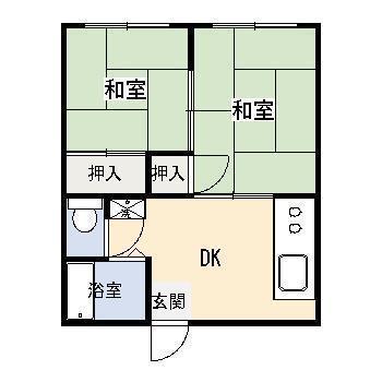 サンハイツ日高(2DK/1階)の間取り写真