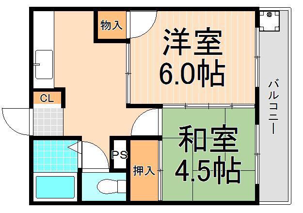 コーポ綾南(2K/1階)の間取り写真